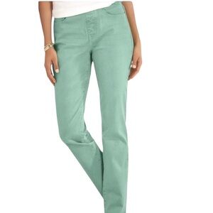 Soft Surroundings Jeans Ultimate Denim Pull On Straight Leg Mint Green Size PM